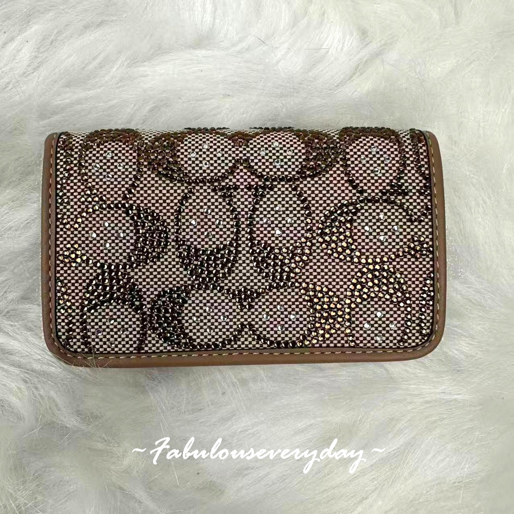Coach Essential Slim Card Case Crystal Signature Jacquard/Brass/Mushroom CCD16